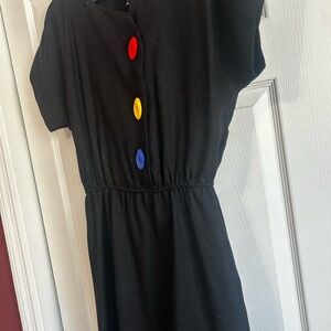Periwinkle by Barlow Black Midi Dress with  Colorful Buttons